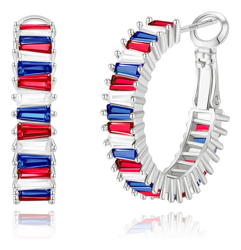 Gloquat Pendientes De Aro De Cristal Con Bandera Americana, 