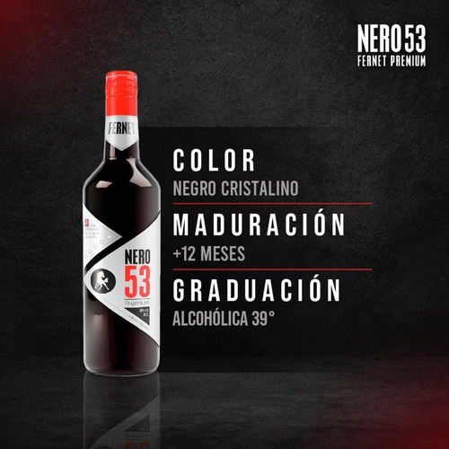 Imagen 2 de 10 de Fernet Premium Nero 53 Clásico 750 Ml. Microcentro. Envíos.