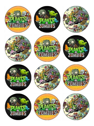 Plancha De Stickers De Plantas Vs Zombies X 20