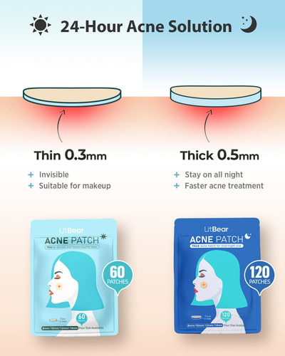 Acne Pimple Patches- Day And Night 4 Sizes 180 Dots Thin &