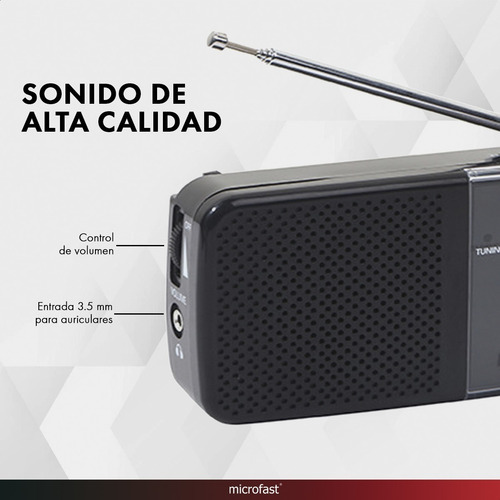 Imagen 5 de 8 de Radio Portátil Am/fm Entrada Auricular 3.5mm Pilas Pequeña