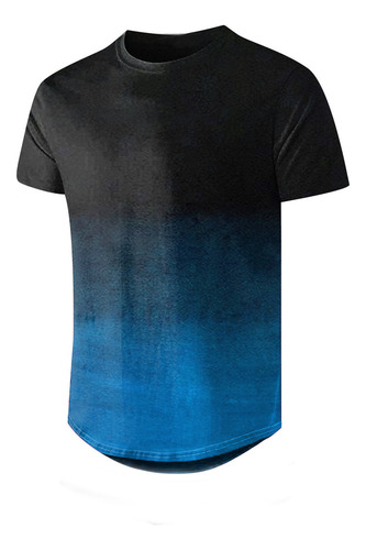 Playera Delgada U Para Hombre, Color En Contraste, Degradad