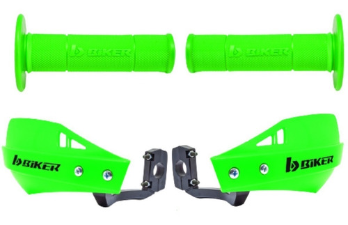 Protetor Mão Mx1 + Manopla Punho Biker Diamond Grip Verde