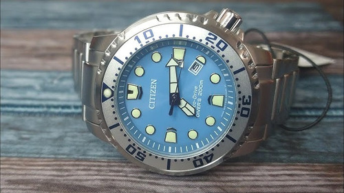 Reloj Citizen Promaster Eco Drive Azul Abn0165-55l Color De La Correa Plateado Color Del Bisel Plateado