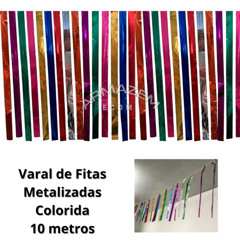 50 Metros Bandeirinha Fita Varal Metalizado Carnaval Festa