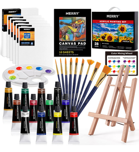 Juego De Pintura Acrílica Infantil Kit 12 Colores Lienzo 2