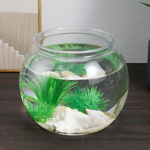 Acuario Redondo Transparente Con Pequeños Recipientes Para P