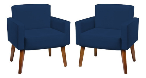 Kit 2 Cadeira Escritório Poltrona Reforçada Azul Marinho Cor Azul-marinho Desenho do tecido Tecidos suede