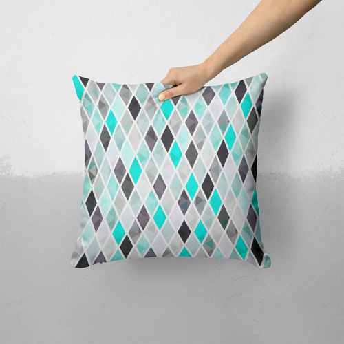 Funda Cojin Para Sofa Cama O Diseño Diamante Color Gris Azul