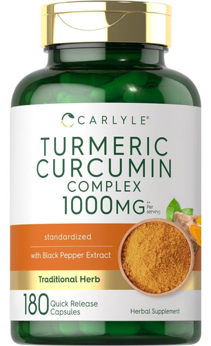 Cúrcuma Turmeric Complex 1000mg 180 Cáp Carlyle Usa Pimienta