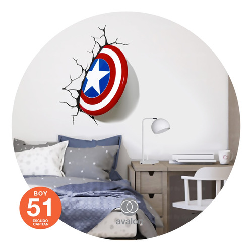 Vinilo Pared Rota 3d Escudo Capitan America