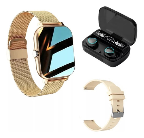 Kit Relogio Smartwatch Rose C/ 2 Pulseiras + Fone De Ouvido