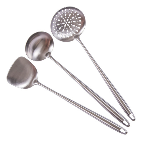 Espatula Y Cucharon Para Wok De 17 Pulgadas, Cuchara Skimmer