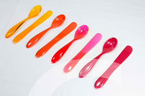 Imagen 2 de 6 de 100 Cucharas + 100 Untadores Plástico Acrílico Pastel Oferta