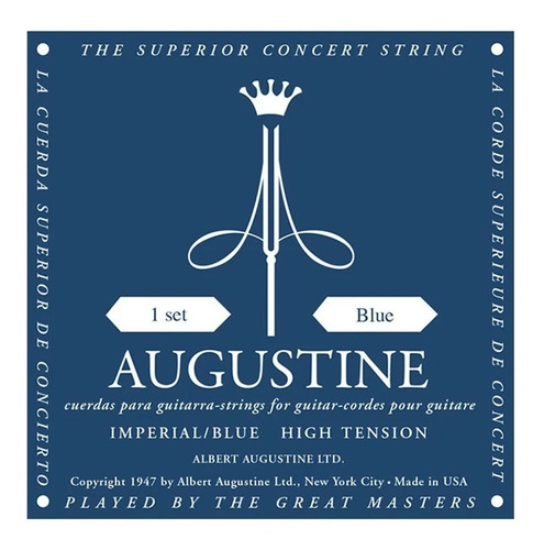 Encordado Augustine Para Guitarra Clásica Imperial Blue