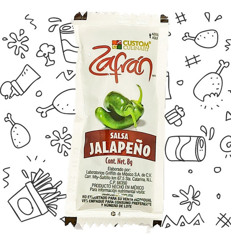 Salsa Jalapeño Zafran Caja 1008 Sobres 8g C/u