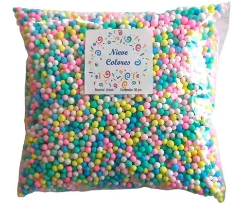 comprar Bolitas Perlas Unicel  Nieve Confeti Varios Colores Pz 30gr