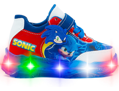 Tenis Pequeños Pasos Con Luces Para Niño Sonic Casual 15-21