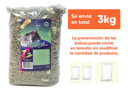 Imagen 2 de 9 de Alimento Chinchilla Mezcla Especial Balanceado Promo 3 Kg