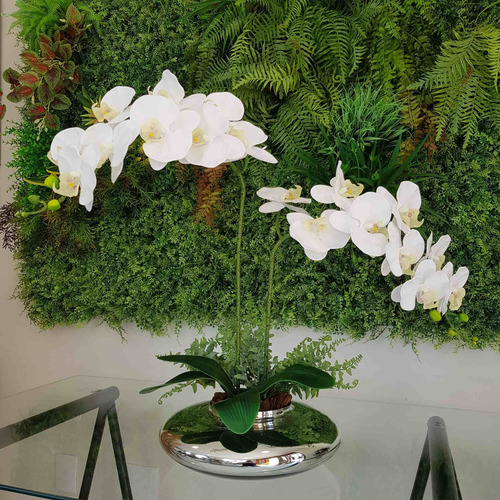 Imagem 4 de 5 de Arranjo De Flores Artificiais Com Orquídeas E Vaso Terrário