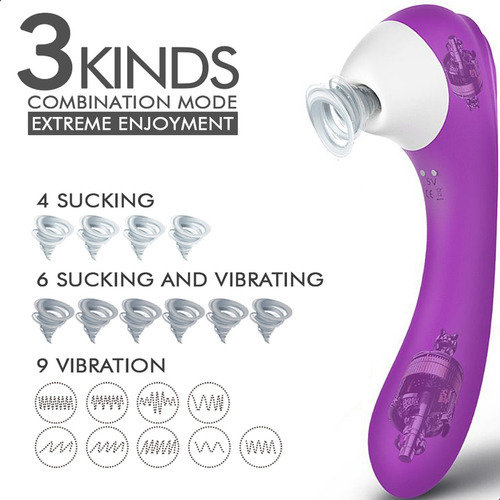 Vibrador, masturbador USB, potente pulsación de succión que excita el color morado
