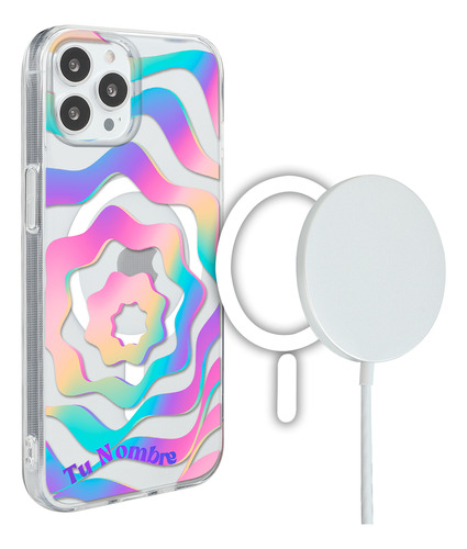 Funda Para iPhone Magsafe Tu Nombre Mujer Curvas Colores