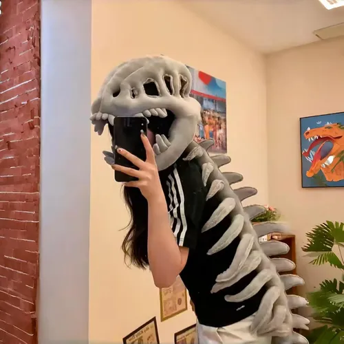 Disfraz De Esqueleto De Dinosaurio 3D – Traje De Peluche Realista Con Casco Y Columna Vertebral Para Adultos Y Niños