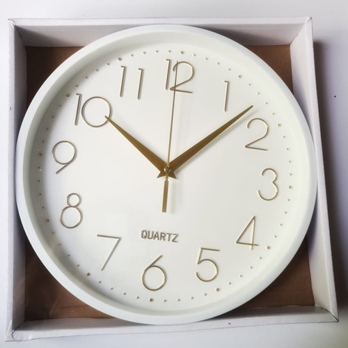 Reloj De Pared - Dorado Y Blanco