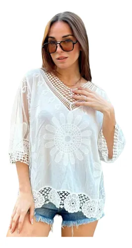 Blusas con tul bordado hotsell