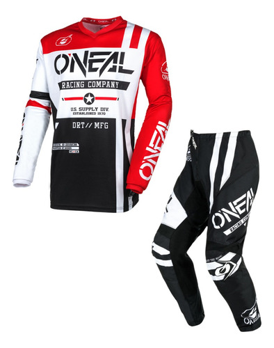 Traje Oneal Element Warhawk Motocross Enduro Negro/rojo