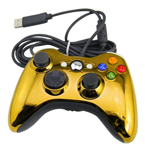 Joystick Xbox 360 Control Mando Cableado Pc Dorado Cromo