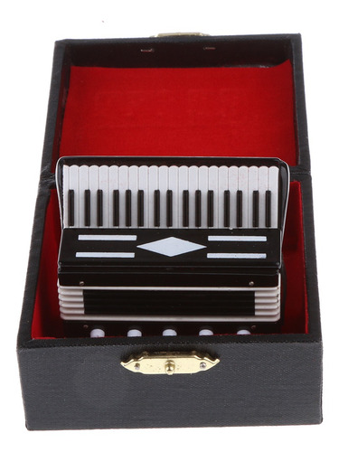 Acordeón De Metal Instrumento Musical Con Caja En Miniatura