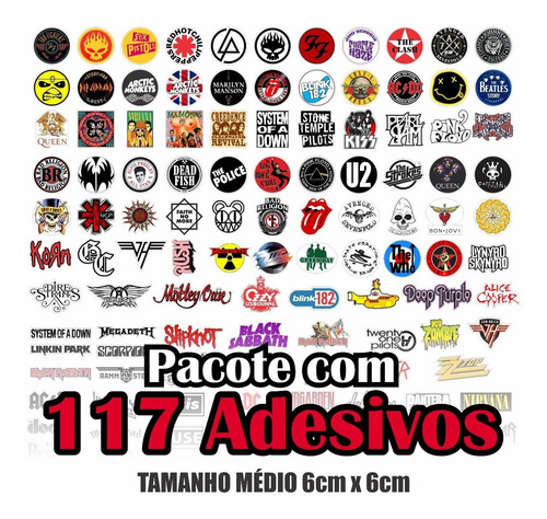 Kit Adesivos Rock Kiss Nirvana Offspring 117un.