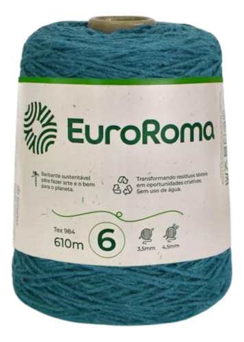 Barbante Euroroma 610m Fio 6 Eurofios Diversas Cores Crochê Cor Azul-petróleo