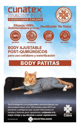 Body Para Gato Cunatex Con Patitas Talla 3