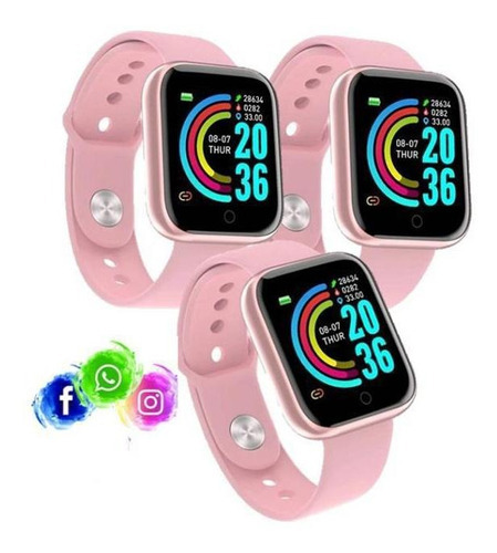 3. Reloj inteligente Smartwatch D20 Rosa para Whatsapp Instagram