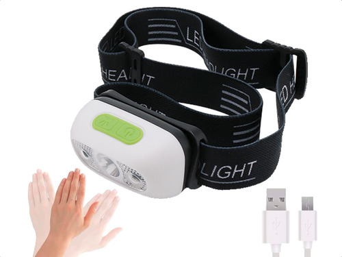 Linterna Minero Led Recargable Usb Vincha Sensor Movimiento