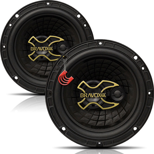 Tipo de alto-falante triaxial Bravox B3X60 para carros, picapes e suvs cor preto de 4Ω 167.5mm X 167.5mm X 6 " x 2 unidades