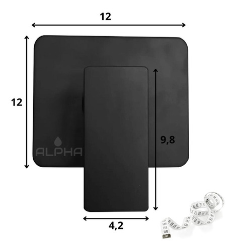 Misturador Monocomando Para Chuveiro Ducha Quadrado Preto Acabamento Fosco