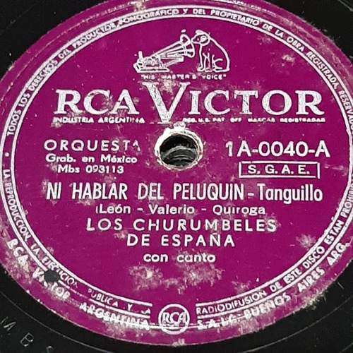 Pasta Los Churumbeles De España Canto Rca Victor C209