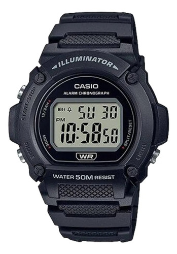 Reloj Negro Casio Pvc W-219h-1avdf Febo