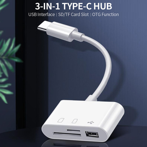Hub 3 Em 1 Tipo C: Adaptador De Leitor De Cartão Usb 2.0 +