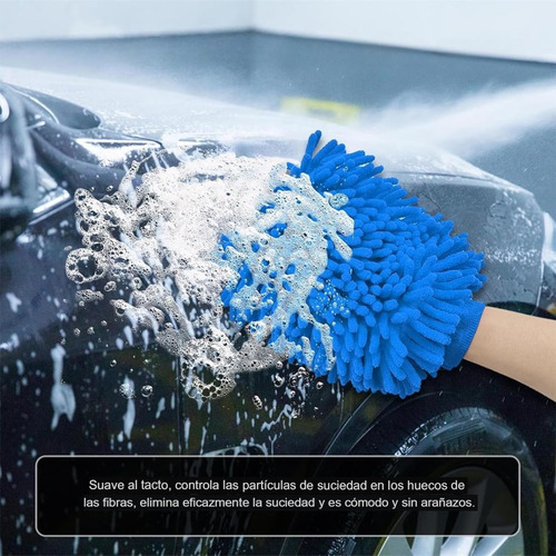 Guante Microfibra Profesional Premium Lavado Auto Anti Rayas Color Azul claro