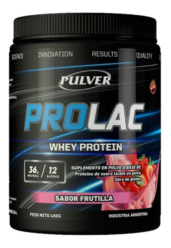 Suplemento en polvo Pulver  Prolac Whey Protein proteínas sabor frutilla en pote de 480g