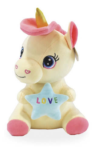 Peluche Unicornio Con Estrella Sentado