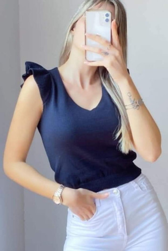 Remera Musculosa De Hilo Con Volados Moda Verano 