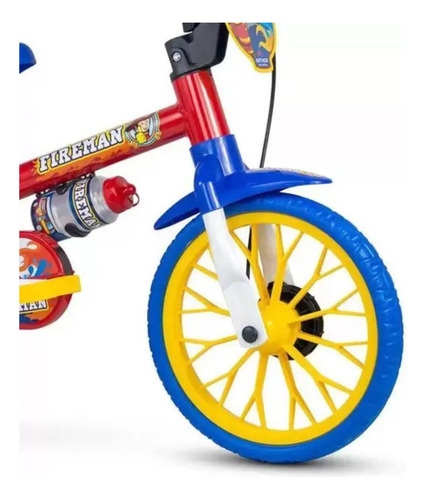 Bicicleta Infantil Aro 12 Fireman Nathor Com Garrafinha