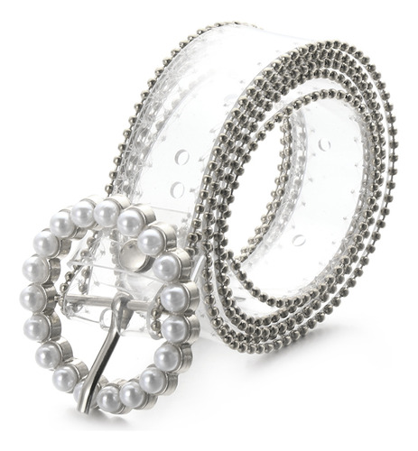 Cinturón Transparente Con Perlas De Diamante Y Plástico Pvc