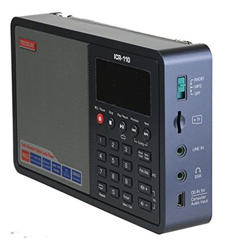 Imagen 3 de 7 de Tecsun Icr 110 4 En 1 Am Fm Radio + Mp3 + Graba