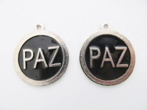 2 Dijes De Metal Esmaltados Palabra Paz Collar Pulsera 